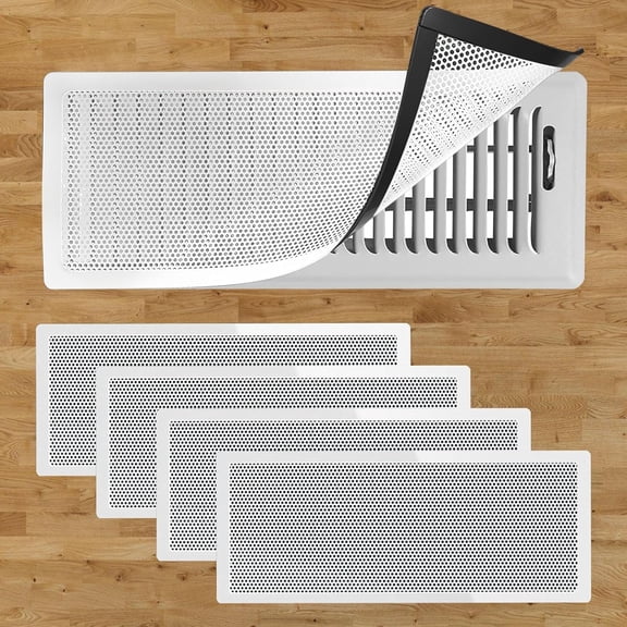 HIBIBUD 4Pcs White Magnetic Vent Covers-4X10 Magnetic Air Vent Screen-For Floor/Wall/Ceiling Registers-Easy Install,Secure Fit-Durable(Fits Registers 5"To 6"Wx 10"To11"L)