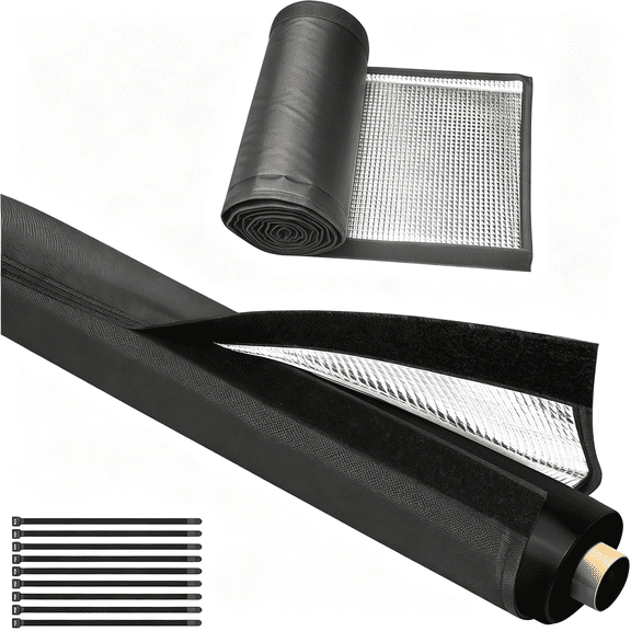 HIBIBUD 5 Layers Hvac Line Insulation Wrap Cover 78.7X10In Outside Universal Ac Covers, Copper Pipe Set, Waterproof with 600D Oxford Reflective Foil, Prevents Freezing&Condensation