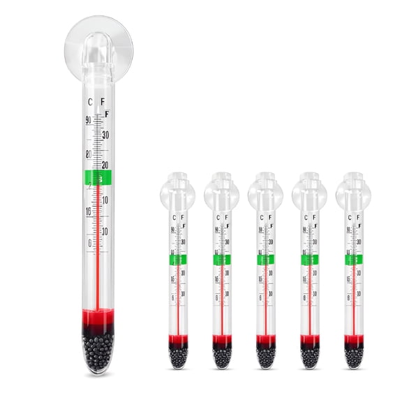HIBIBUD 5-Pack Floating Glass Aquarium Thermometer with Suction Cup Fish Tank Aquarium Thermometer Safe for Freshwater and Saltwater Fish