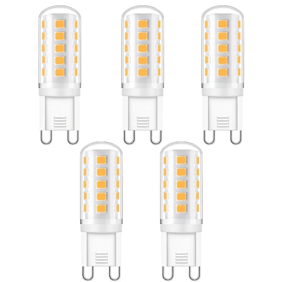 HIBIBUD 5 Pack G9 LED Bulb: 5W Equivalent to 33W 40W G9 Halogen 420LM Cool White 6000K Flicker-Free AC 220-240V Non-Dimmable