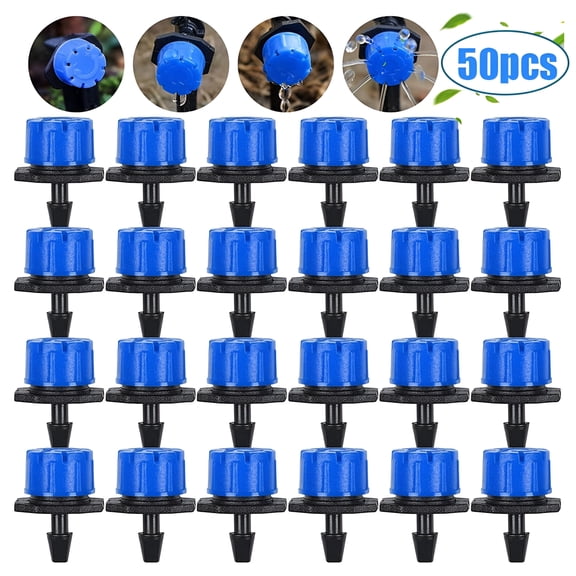 HIBIBUD 50Pcs 1/4inch Adjustable Drip Irrigation Parts,Irrigation Drippers Sprinklers for Drip Irrigation System