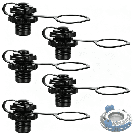 HIBIBUD 5Pcs Replacement Plug Compatible with River Run Tube,Inflatable Boat Air Valve,Durable Boston Valve Cap,One-Way Inflation Replacement Screw,For Inflatable Raft Boat Kayak