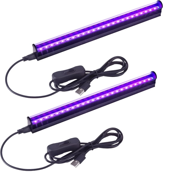 HIBIBUD 5W Led Blacklight Strip Lights with Usb Power 2 Pack Black Light Bar