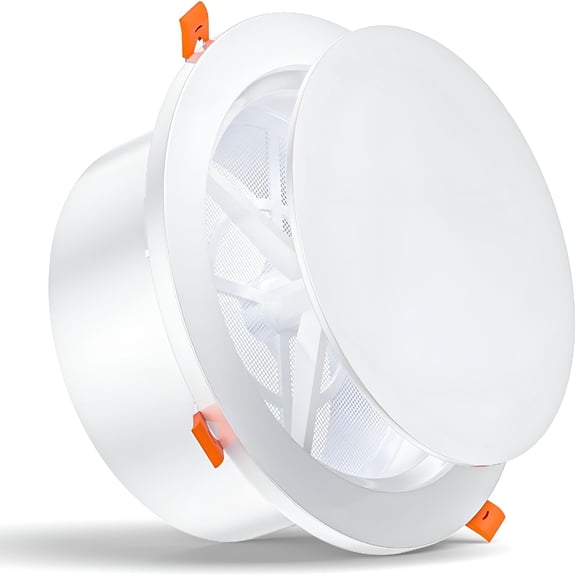 HIBIBUD 6 Inch Round Vent Cover with Adjustable Panel & Removable Mesh Screen, ABS Ceiling Diffuser with Lock-Clip for HVAC, Bathroom, Kitchen, Wall and Duct Air Vents, White