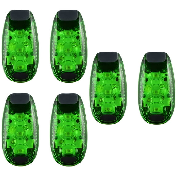 HIBIBUD 6 Pcs 3 LED Safety Light Multifunctional Clip On Strobe Running Lights for Night Runners Bikes Walking (Green)