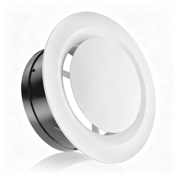 HIBIBUD 6"Soffit Vent,Adjustable Air Vent Cover,Abs Round Ceiling Vent Covers for Living Room,Attic,Bathroom,Kitchen,Ventilation Use,White-Opening Size 5.66"