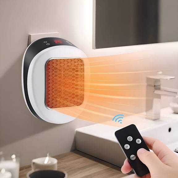 HIBIBUD 600W Plug in Wall Space Heater,Fast Heating PTC Ceramic Mini Electric Heater with Remote,Quiet LED Display,Adjustable Thermostat Timer,Safe Portable Heater for Bedroom RV Indoor Use