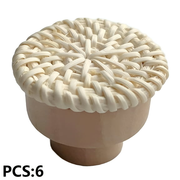 HIBIBUD 6Pcs Cabinet Knobs,Exquisite Hand Weaving Rattan Drawer Handle,Smooth Opening and Closing Dresser Knobs,Style1
