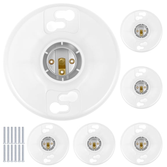 HIBIBUD 6Pcs Lamp Holder E26 Medium Base,White Ceiling Light Sockets for Incandescent&Led Bulbs,600V/660W Light Socket