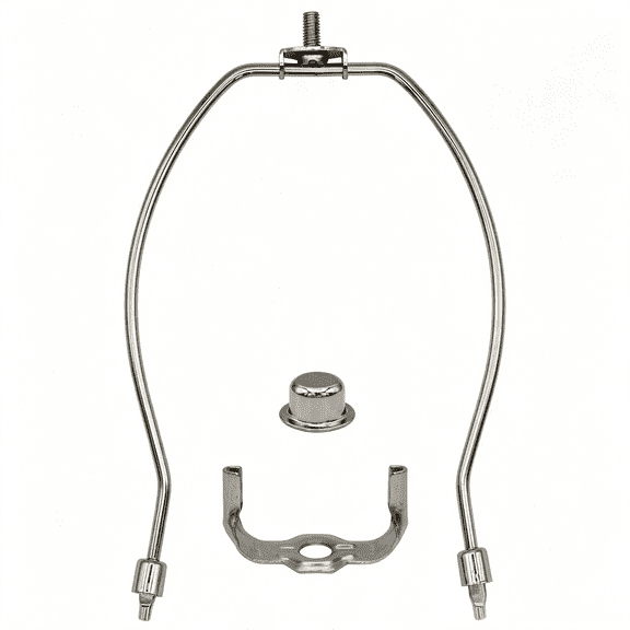 HIBIBUD 8 Inch Lamp Harp Kit - Regular Weight, Polished Finish | Harp, Finial and Harp Base Set for Table and Floor Lamps Lamp Harp 8 Inch (Silver)