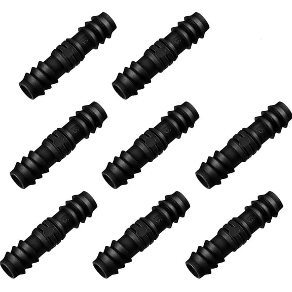 HIBIBUD 8 Pcs Drip Irrigation Fittings, 1/2 Inch Soaker Hose Repair Kit, Inline Barb Connectors & End Stops for Garden Lawn