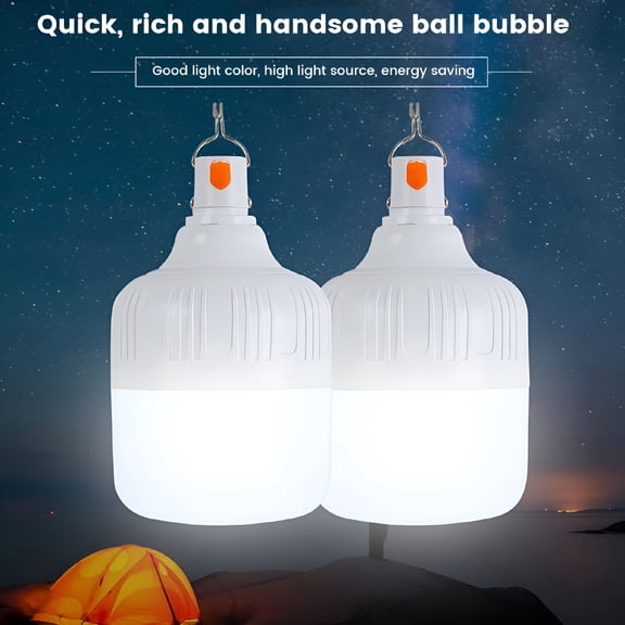 HIBIBUD 80W Emergency Light Bulb with 1200mAh Battery USB Rechargeable LED Bulbs 3 Dimmable Brightness Hook Up Camping Light Portable USB Light Bulb for Indoor Outdoor