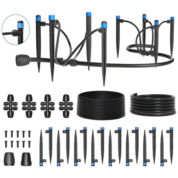 HIBIBUD 95Ft Drip Irrigation System with Quick Connectors, Automatic Watering Kit