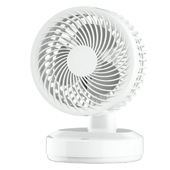 HIBIBUD Air Circulator Fan 7" Desk Fan Auto Oscillating Fan Quiet Battery Powered for Home Office White