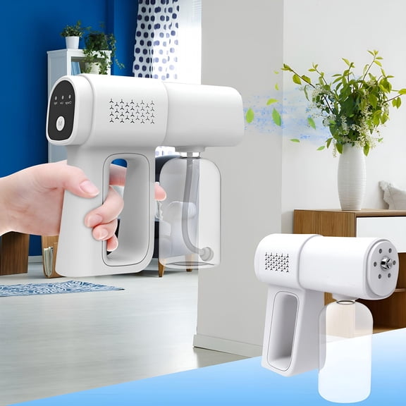 HIBIBUD Air Freshener Fogger Machine, Wireless Fine Particle Sprayer Gun, Handheld Sanitizer Fogger, Blue Light Foggers, Portable Rechargeable Mist Sprayer, for Touchless Sanitization