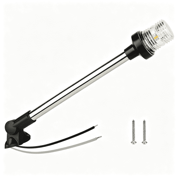 HIBIBUD Anchor Light Boat Bimini Light Stern Light Marine Navigation Lights Uscg 3 Nm All Round White Led Fold Down 10-24 Volt 16 Inches for Pontoon