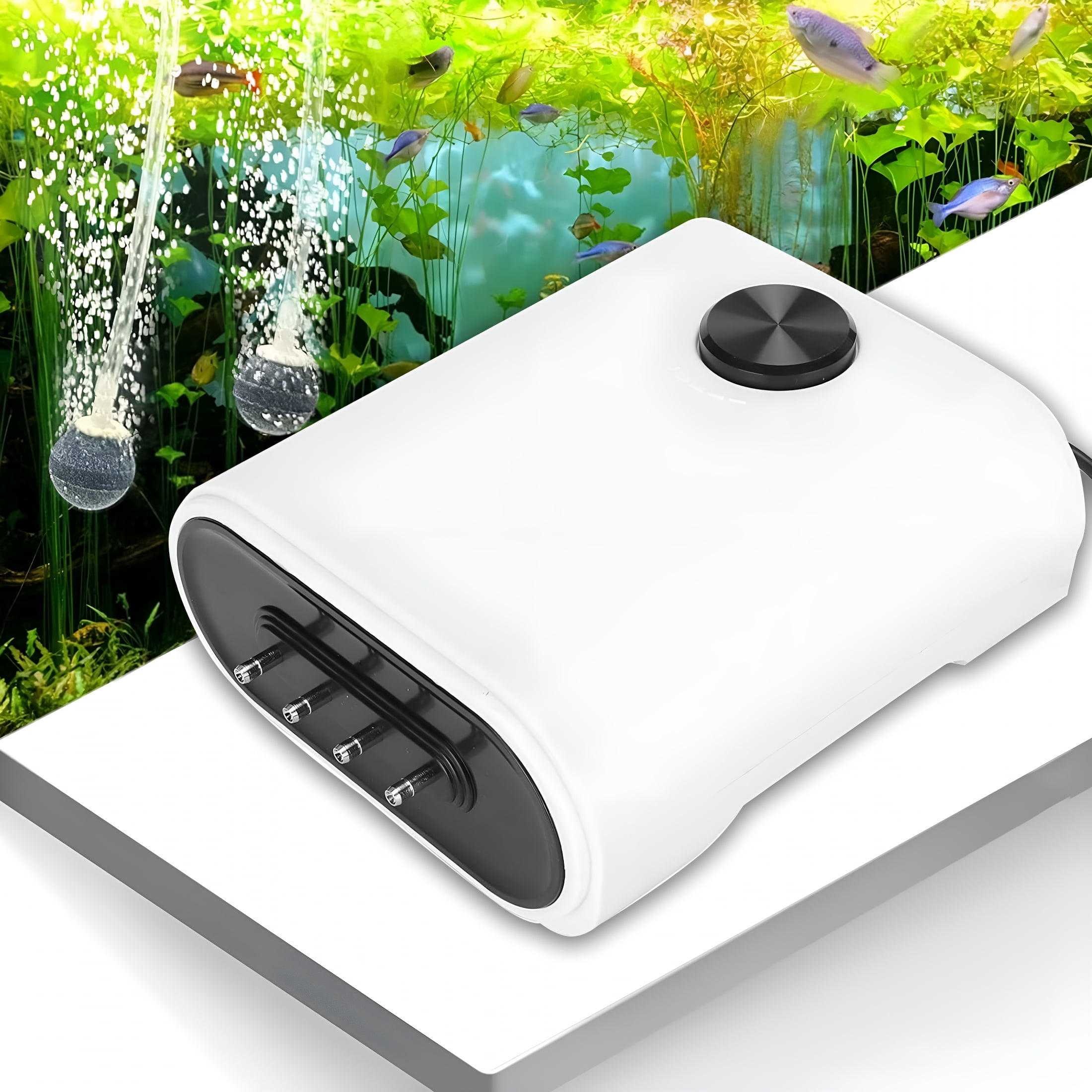 HIBIBUD Aquarium Air Pump, Adjustable Air Bubbler for Fish, Quiet Aquarium Air Pump (4 Outlets), Aquarium Air Pump Oxygen Pump for 20 to 100 Gallon