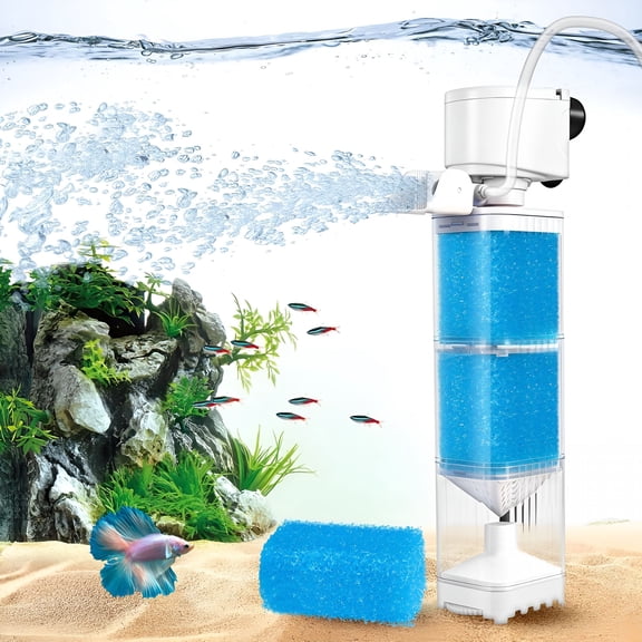 HIBIBUD Aquarium Filter for 40-70 Gallons Tank,225Gph Fish Tank Filters with Oxygenation,Wavemaker&Impurity Isolation,Multi-Functional Circulation System