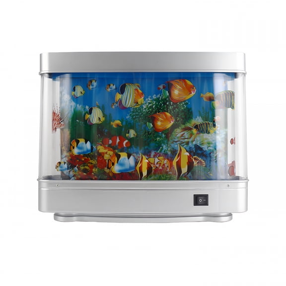 HIBIBUD Artificial Fish Tank Lamp with Moving Tropical Fish, LED Sensory Aquarium Night Light for Bedroom Office, Relaxing Decor for Kids and Cats