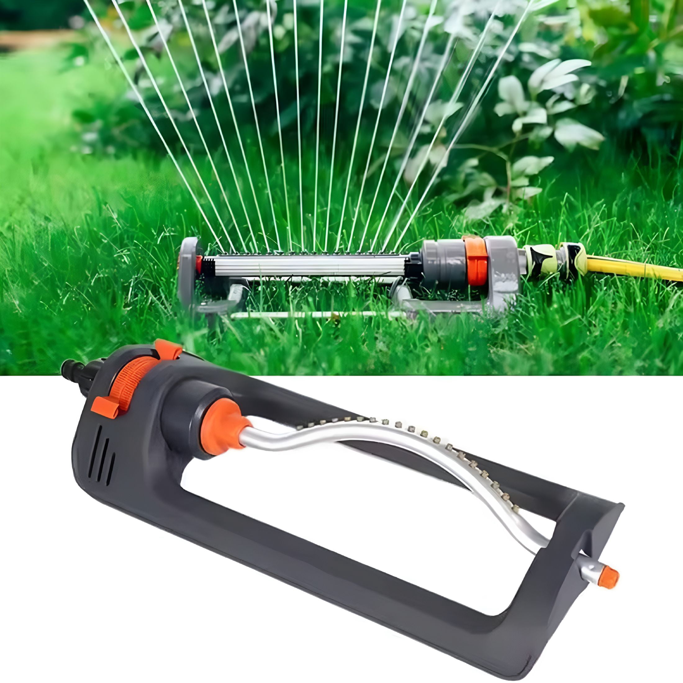 HIBIBUD Automatic Oscillating Lawn Sprinkler,19 Hole,4 Modes,Black Abs,Adjustable Water Sprinkler Watering Device for Lawn,Garden,Agricultural Irrigation