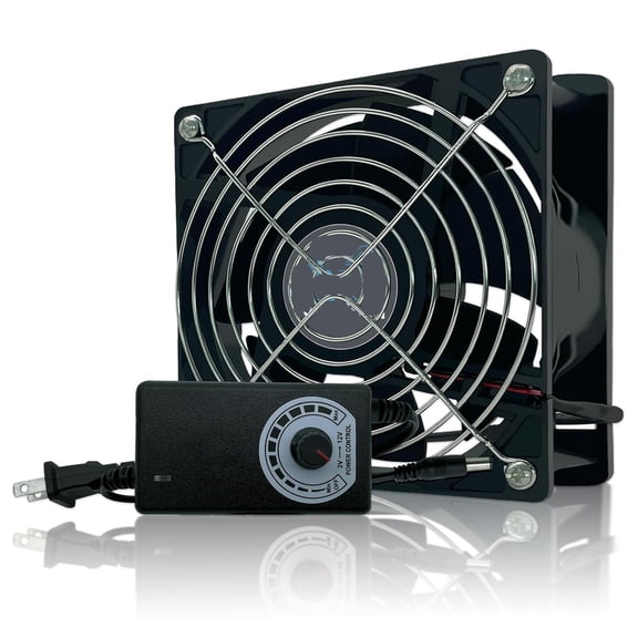 HIBIBUD Axial Muffin Fan 120V 220V 110V with Variable Speed Controller, Computer Fan with Ac Plug, 120Mm Cooling for Pc Cooler Cabinet Receiver Dvr Greenhouse, 1 Pack