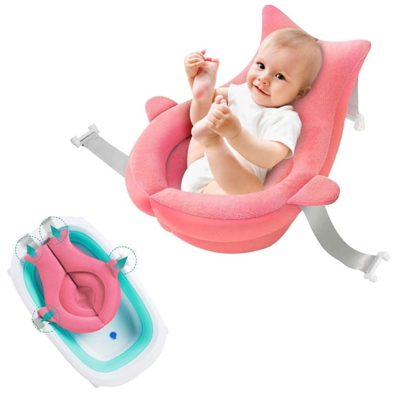 HIBIBUD Baby Bath Seat Support Net Adjustable Infant Bathing Cushion, Non-Slip Newborn Bathtub Sling Mat for 0-6 Month Babies