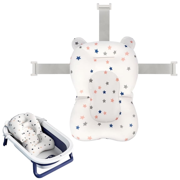 HIBIBUD Baby Bath Seat Support Net Infant Bathing Seat Support Mat,Adjustable Comfortable Non-Slip Three-Pointed Baby Shower Net Bathtub Sit Up Mesh for Newborn 0-12 Months-Star(No Bathtub)