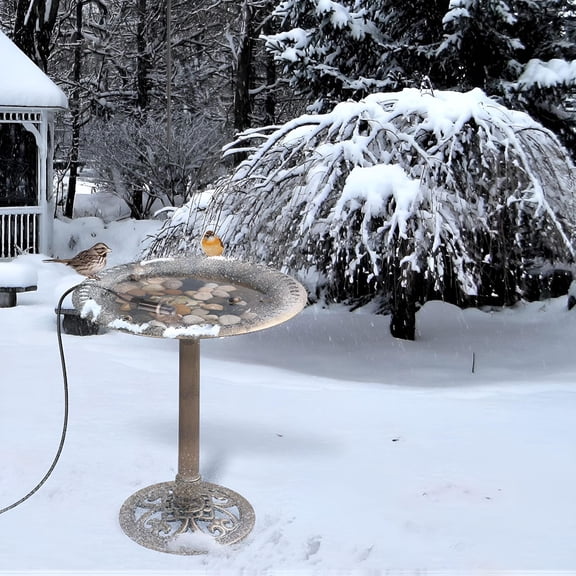 HIBIBUD Bird Bath Heater For Outdoors In Winter - 10 W Birdbath Deicer With Thermostatic Control And 4.3 Ft Long Power Cord,Energy Saving For Garden Yard Patio