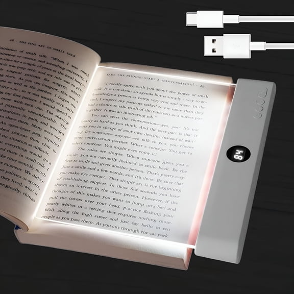 HIBIBUD Book Light,Rechargeable Reading Lights for Books in Bed - Eye Caring 3 Color Temperatures,Stepless Dimming Brightness,Timer,Long Lasting,Portable Flat Book Light for Book Lovers