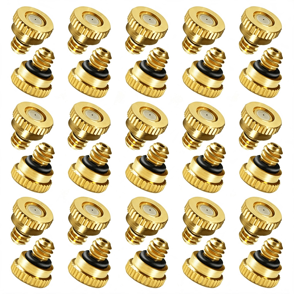 HIBIBUD Brass Misting Nozzles for Cooling System 0.019" 10/24 Unc 30 Pcs | (0.6 Mm)Orifice Garden Mister Filter, Misting Nozzles, Mister Nozzle Garden Mister Filter, Misting Nozzles, Mister Nozzle