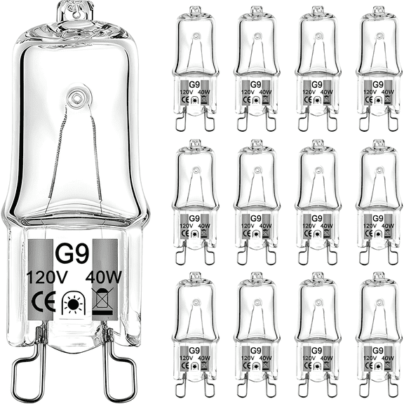 HIBIBUD Bulb 40W 12 Pack Halogen Light Bulbs 2 Pin Base T4 Jcd Type 120V Xenon Small Light Bulb Chandeliers Range Hood Light Bathroom Light Bulbs Cabinet Lights Dimmable 2700K Warm White