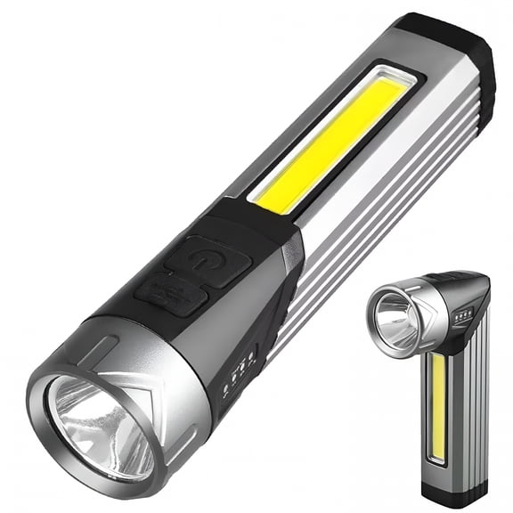 HIBIBUD Camping Essentials - Rechargeable Flashlight Emergency Camping Flashlight 90 Degree, Mini Flashlight IP65 Waterproof, Clip on Flashlight COB Work Light Outdoor, Hiking, Black