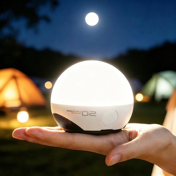 HIBIBUD Camping Lantern Led Rechargeable 5200Mah Rgb Magnetic Tent Light | Moon Lamp Design,Ipx5 Waterproof,12 Hours Runtime,Power Bank Function for Outdoor Camping Indoor Decor Emergency