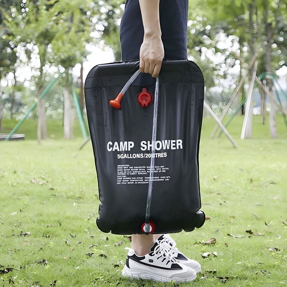HIBIBUD Camping Shower, 5 Gallon/20L Portable Solar Heating Shower Bag for Outdoor Beach Swimming Traveling Hiking, Black