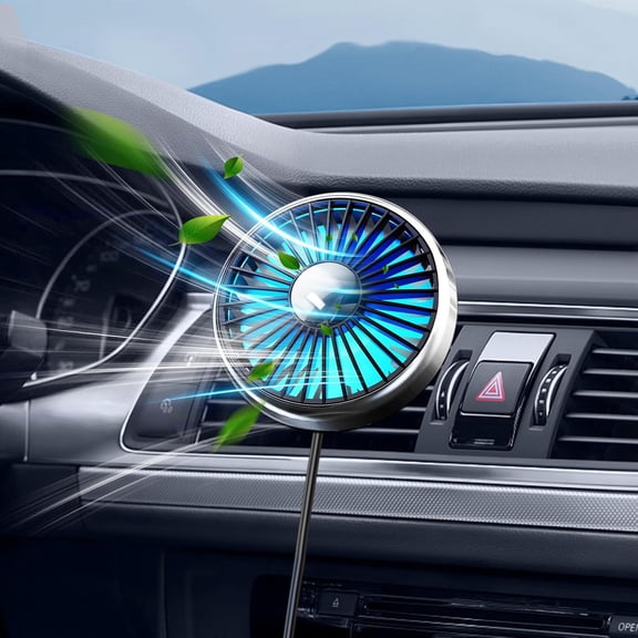 HIBIBUD Car AC Fan USB for Air Vent to Boost Cold Air in the Vehicle SUV Van RV Pickup Truck, Powerful 3 Speed Portable Fan for Car Clip on Fan - Colorful Light Quiet Brushless Motor 360 Rotation