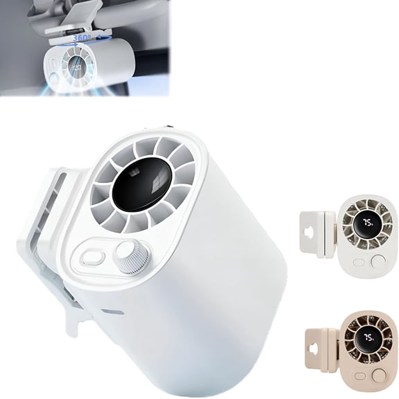 HIBIBUD Car Clip on Fan with LED Display 360 Rotation, 100 Speeds, Clip on Fan, Suitable for Various Occasions and Can Be Clipped Anywhere (White)