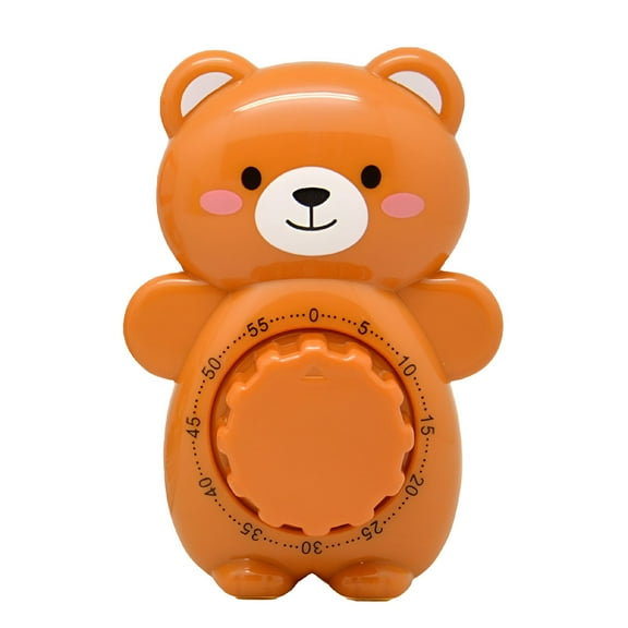 HIBIBUD Cartoon Bear Timer 60 Minutes Mechanical Kitchen Cooking Timer Clock Loud Alarm Counters Manual Timer - Brown
