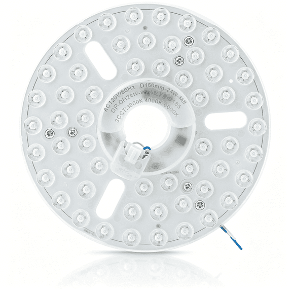 HIBIBUD Ceiling Fan Led Light Replacement Panel, 24W 6.3 In, 120V Dimmable Retrofit Light Board, 3 Color Temperatures (Cct) 3000K 4000K 5000K Round