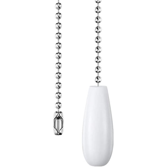 HIBIBUD Ceiling Fan Pull Chain 12 inch Wooden Pull Chain Extension Fan Chain Extender Ceiling Fan Pulls Ornament with Ball Fan Chain Connector for Ceiling Fan Light, 1PCS (White Wood)