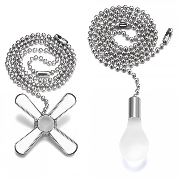 HIBIBUD Ceiling Fan Pull Chain Extender 12-Inch Beaded Chains with Light Bulb & Fan Cord