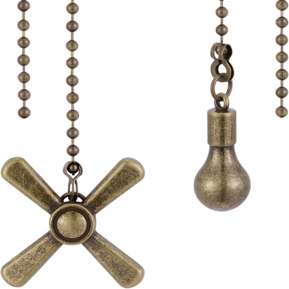 HIBIBUD Ceiling Fan Pull Chain Ornaments,13.6 Inches Fan Pulls Extension Chains Set,Decorative Metal Light Bulb and Fan Cord,Ultra Long 3Mm Diameter Beaded Ball Pull Chains for Lamp