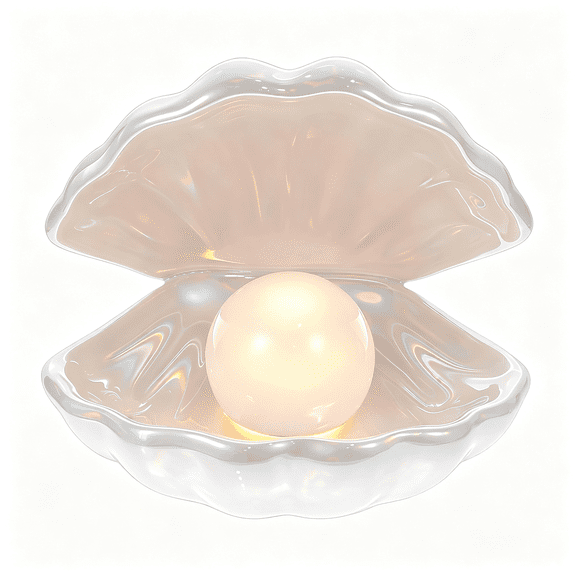 HIBIBUD Ceramic Shell Pearl Light, White Led Clam with Pearl Light in Shell Lamp for Tabletop Decoration, Souvenir, Birthday Gift Elegant Shell Lamp