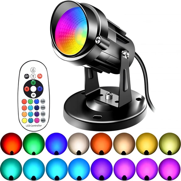 HIBIBUD Christmas Led Spot Lights Indoor,6W Rgbw Led Spotlight with Remote Control,Color Changing Uplighting,120V Plug-In 6 Ft Cord with Floor Foot Switch And Base Included Indoor Lighting