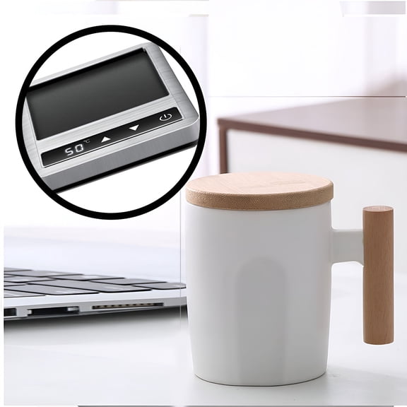 HIBIBUD Coffee Mug Warmer & Mug Set,Heated Cup for Desk with Temperature Control and Auto Shut Off,14Oz