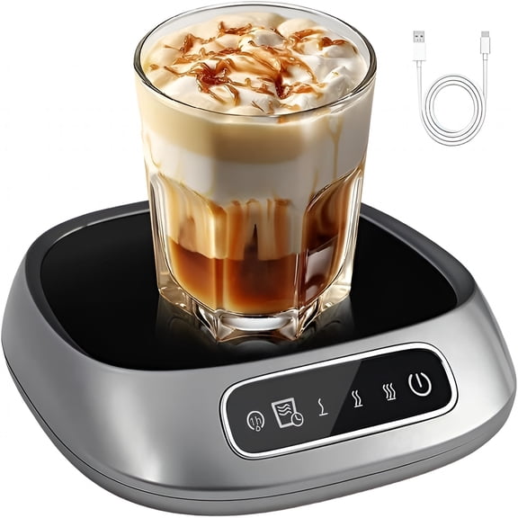 HIBIBUD Coffee Mug Warmer,Usb Powered Coffee Cup Warmers for Desk,Three Adjustable Temperature Settings and An Automatic Power-Off Function for Tea,Hot Cocoa,Milk(Gray)