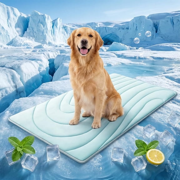 HIBIBUD Cooling Mat for Dogs Cooling Bed for Dogs,Portable Dog Cooling Pad,Washable Pet Cooling Pad Indoor Outdoor,Suitable for Crate Travel Home,For Small Medium Dogs (Blue,X-Large)