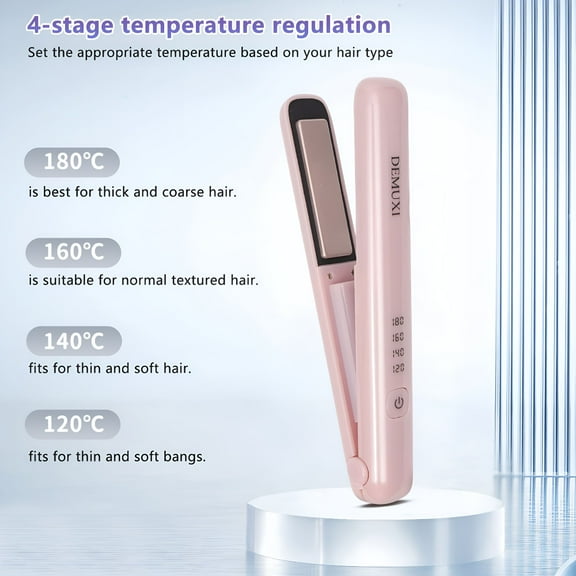 HIBIBUD Cordless Hair Straightener, 2 in 1 Wireless Hair Straightener and Curler, Portable Travel Flat Iron 3800mAh Battery, USB Rechargeable Suitable Cordless Flat Iron (pink)