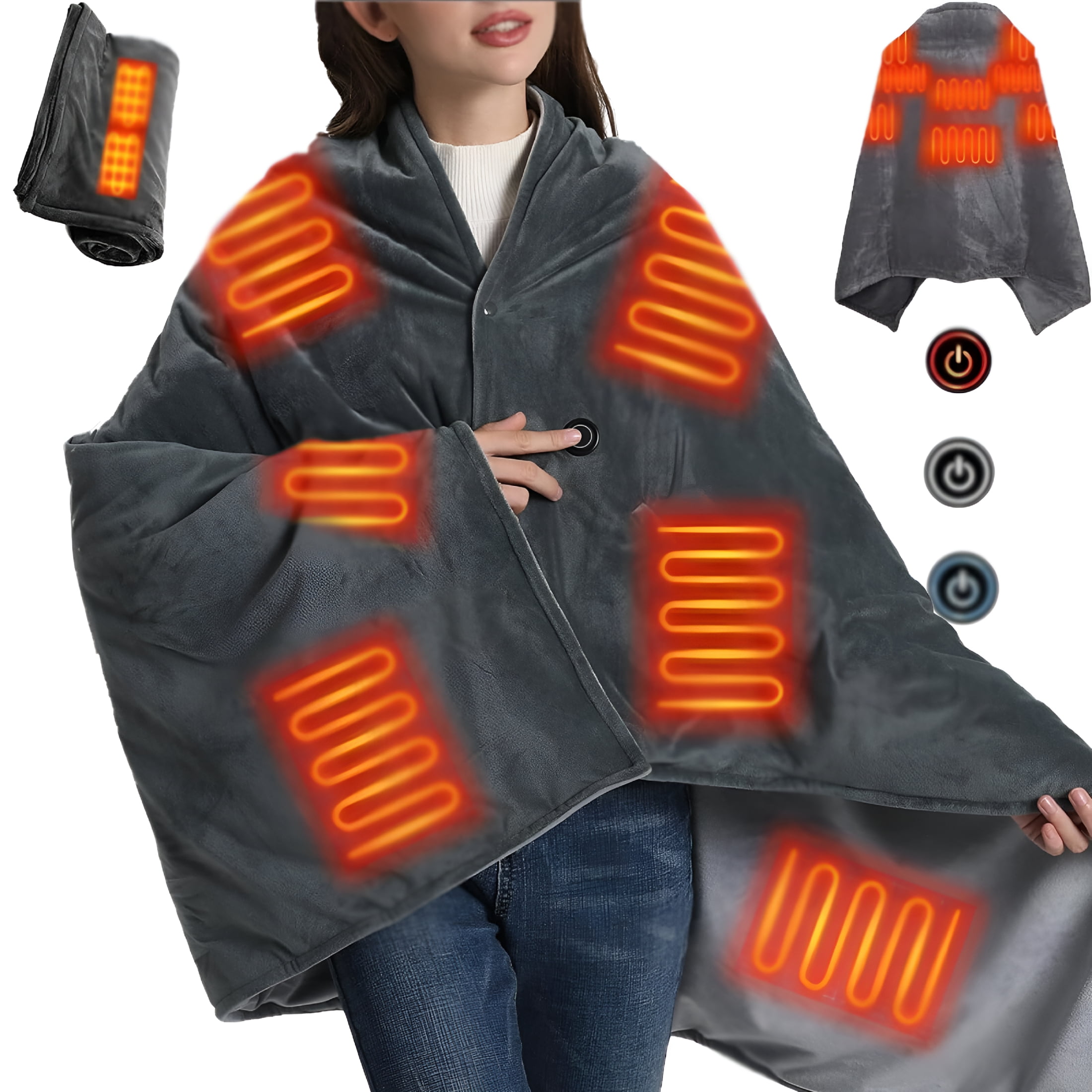 HIBIBUD Cordless Outdoor Throw Blanket,Heated Blanket Battery Operated,Cordless Heated Blanket,Wearable USB Heated Blanket,On The Go Cordless Heated Throw,Portable Cordless Heated Throw Shawl