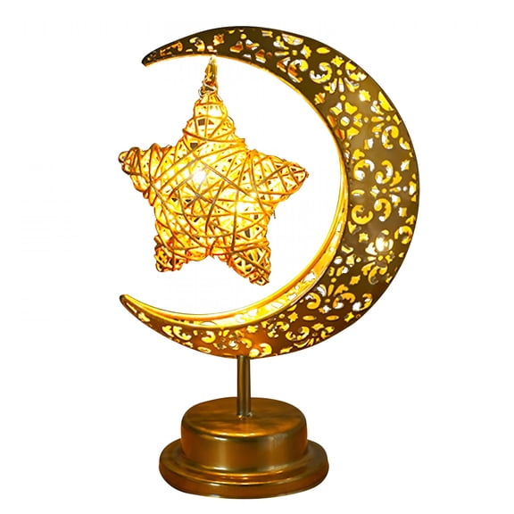 HIBIBUD Crescent Moon Lamp for Ramadan Table Decor,Hollow Moon Eid Mubarak Night Light,Enchanted Lunar Lamp Gifts