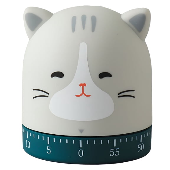 HIBIBUD Cute Cat Timer Kitchen 60 Minutes Timer 360 Degree Rotating Timer for Baking and Boiling